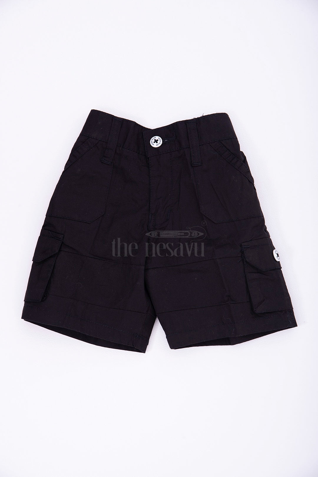 The Nesavu Boys Shorts The Nesavu Black Cargo Cotton Boys Shorts for T-Shirts Nesavu 16 (1Y) / Black BWS005E-16