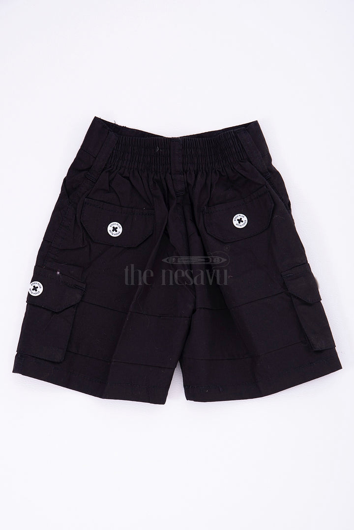 The Nesavu Boys Shorts The Nesavu Black Cargo Cotton Boys Shorts for T-Shirts Nesavu