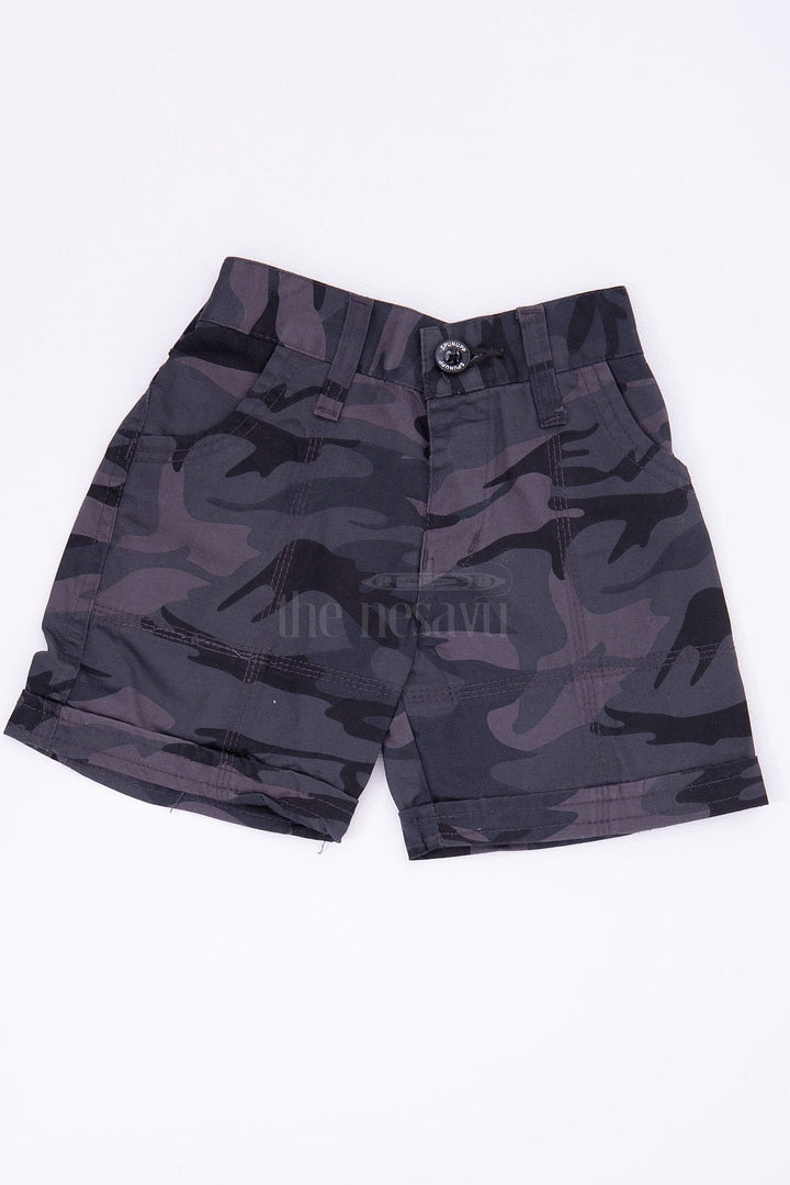 The Nesavu Boys Shorts The Nesavu Blue Camouflage Cotton Cargo Boys Shorts Nesavu 16 (1Y) / Blue BWS006D-16 The Nesavu Blue Camouflage Cotton Cargo Boys Shorts