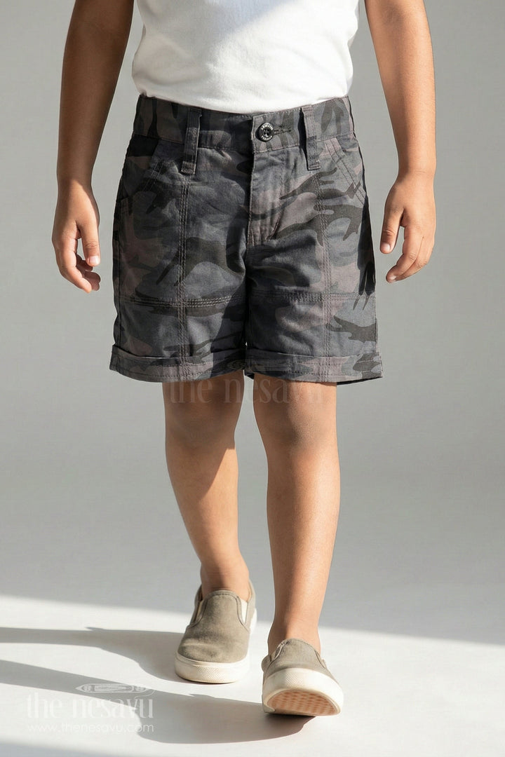 The Nesavu Boys Shorts The Nesavu Blue Camouflage Cotton Cargo Boys Shorts Nesavu 16 (1Y) / Blue BWS006D-16 The Nesavu Blue Camouflage Cotton Cargo Boys Shorts