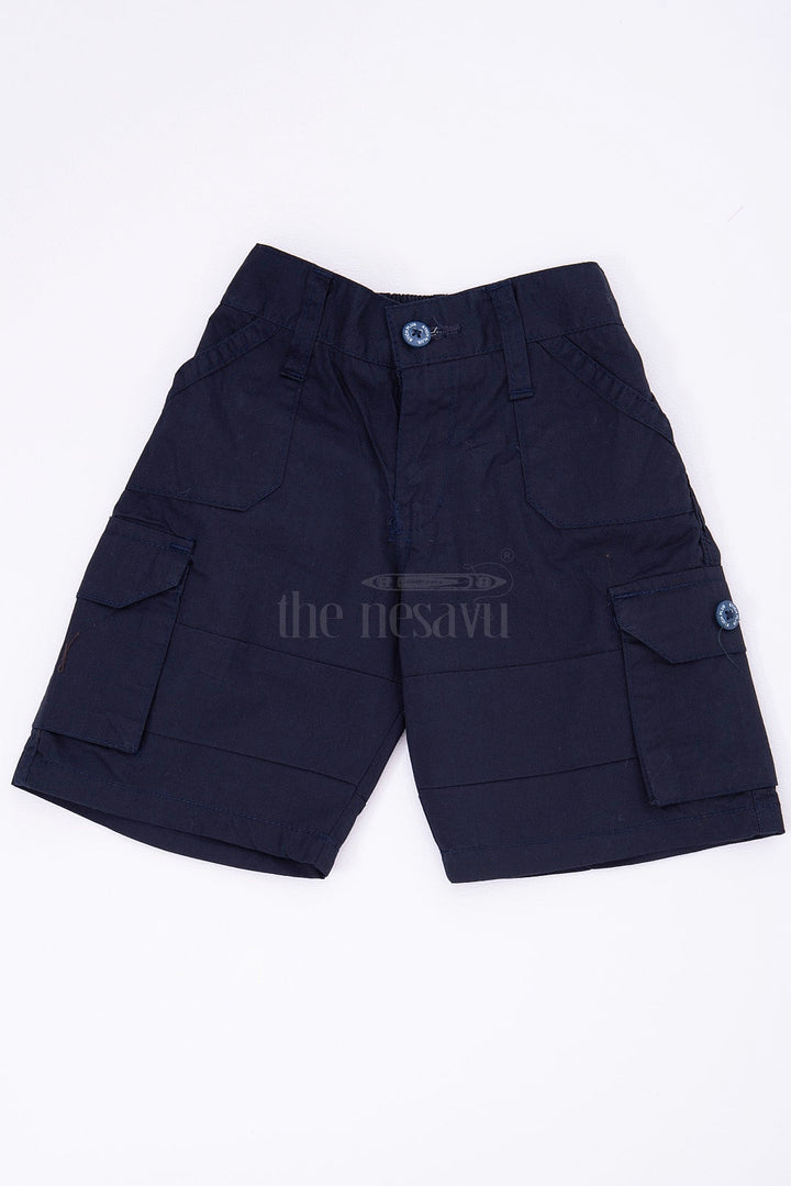The Nesavu Boys Shorts The Nesavu Blue Cargo Cotton Boys Shorts for T-Shirts Nesavu 16 (1Y) / Blue BWS005F-16 The Nesavu Blue Cargo Cotton Boys Shorts for T-Shirts