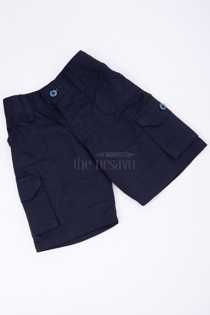 The Nesavu Boys Shorts The Nesavu Blue Cargo Cotton Boys Shorts for T-Shirts Nesavu