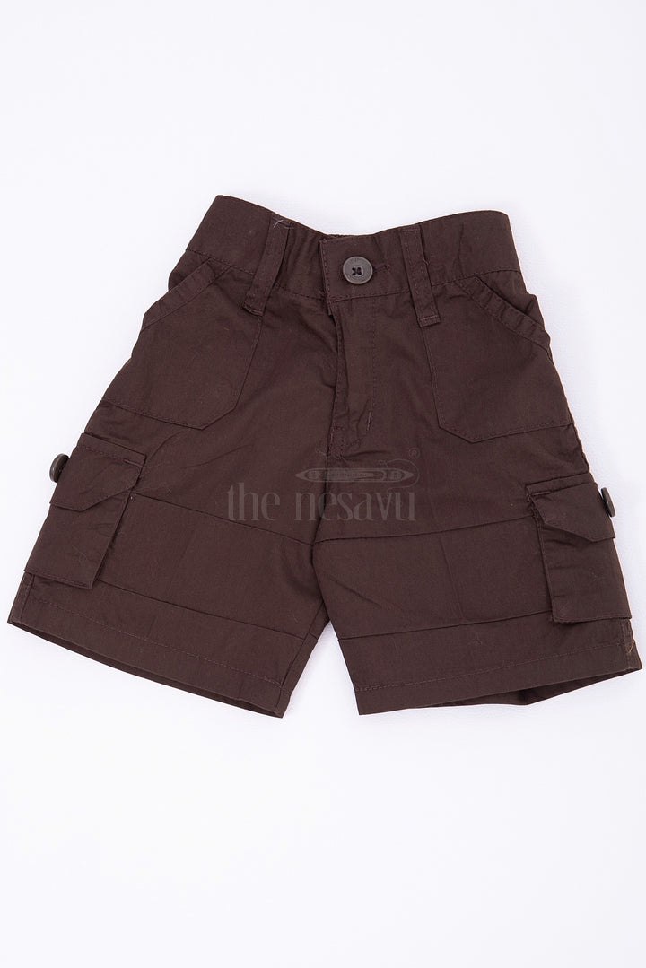 The Nesavu Boys Shorts The Nesavu Brown Cargo Cotton Boys Daily Wear Shorts Nesavu 16 (1Y) / Brown BWS005A-16