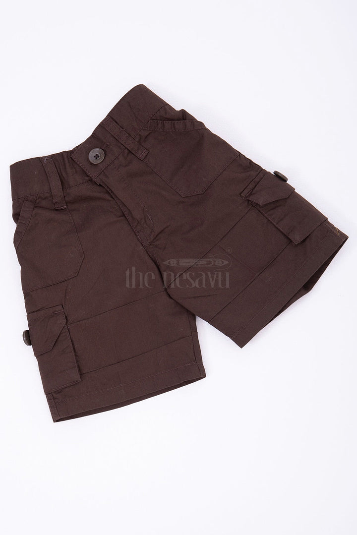 The Nesavu Boys Shorts The Nesavu Brown Cargo Cotton Boys Daily Wear Shorts Nesavu The Nesavu Brown Cargo Cotton Boys Daily Wear Shorts