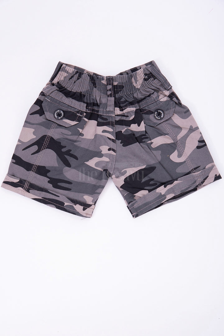 The Nesavu Boys Shorts The Nesavu Grey Camouflage Cotton Cargo Boys Shorts Nesavu