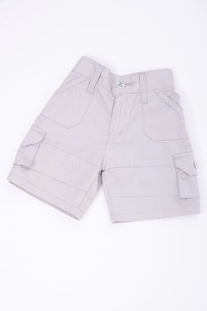 The Nesavu Boys Shorts The Nesavu White Cargo Cotton Boys Daily Wear Shorts Nesavu 16 (1Y) / White BWS005B-16 The Nesavu White Cargo Cotton Boys Daily Wear Shorts