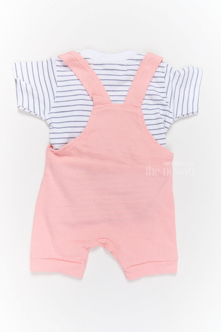 The Nesavu Baby Casual Sets Thermal Wear for Infants Cotton Pink Dog Romper with Striped T-Shirt Nesavu Thermal Wear Infants Cotton Pink Dog Romper Striped T-Shirt | The Nesavu