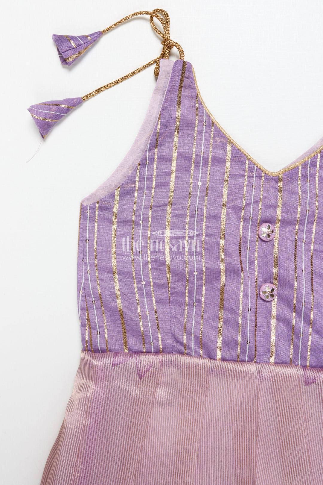 The Nesavu Tie-up Frock Tie-Up Frock for Toddler Girls for Birthdays and Traditional Events Nesavu Nesavu toddler girl tie-up frock banaras detailing adjustable festive silhouette