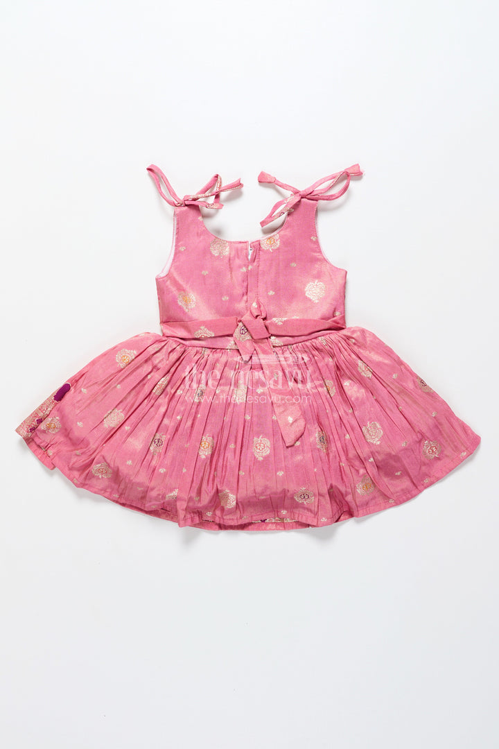 The Nesavu Tie-up Frock Tie-Up Silk Frock for Toddler Girls with Festive Zari Border for Traditional Functions Nesavu Nesavu tie-up silk frock toddler girls zari detailing  perfect festive family celebrations