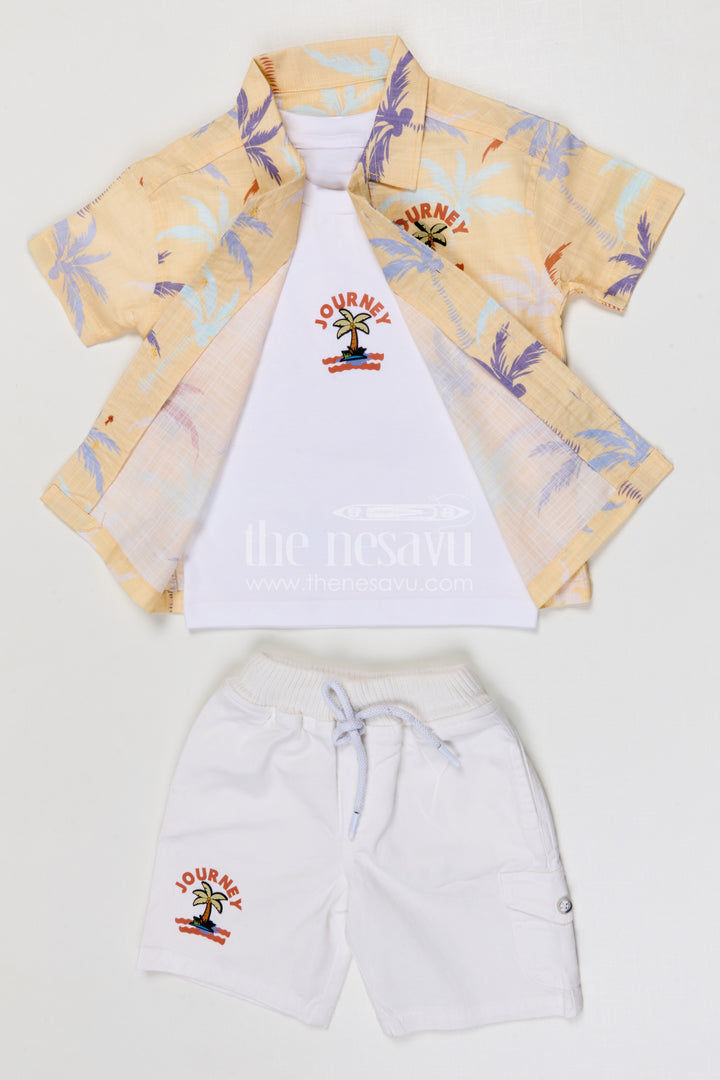 The Nesavu Boys Casual Set Toddler Boy Casual Outfit Set for Summer Outings and Playtime Nesavu Nesavu toddler boy cotton casual outfit set for summer playtime and outings with digital print shirt