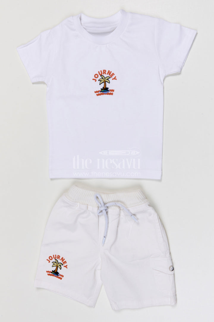 The Nesavu Boys Casual Set Toddler Boy Casual Outfit Set for Summer Outings and Playtime Nesavu Nesavu toddler boy cotton casual outfit set for summer playtime and outings with digital print shirt