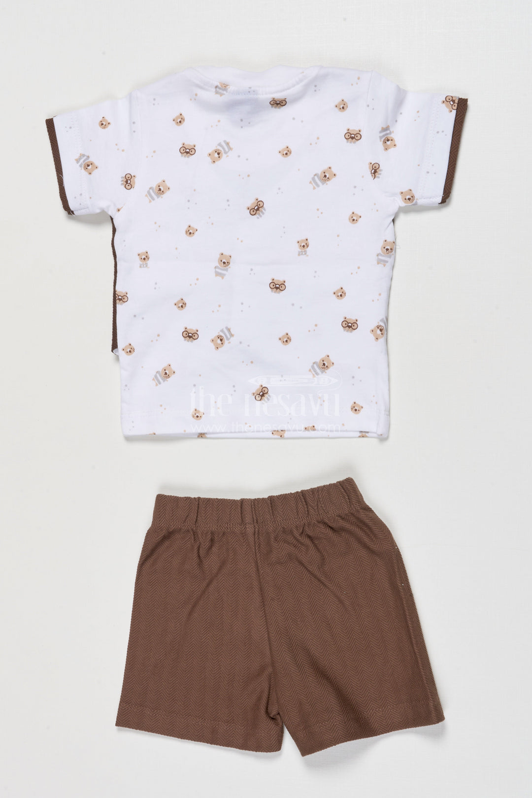 The Nesavu Boys Casual Set Toddler Boy Collared Cotton Outfit for Festive Days and Casual Gatherings Nesavu Nesavu toddler boy cotton shirt shorts set contrast collar festive family events