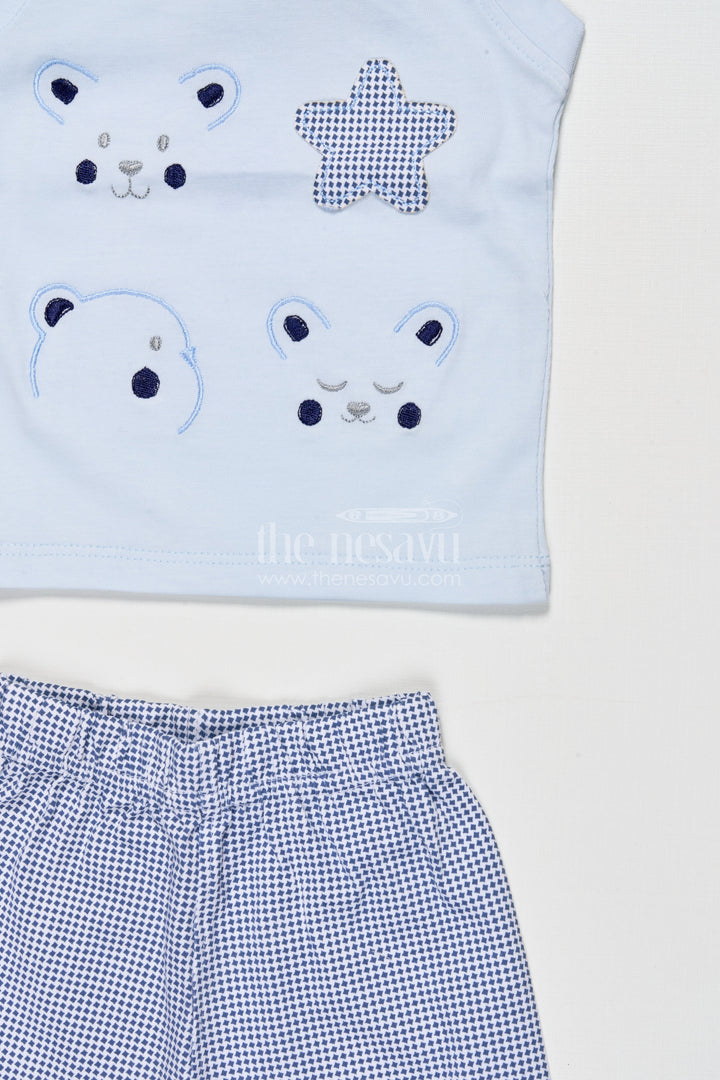 The Nesavu Boys Casual Set Toddler Boy Cotton Casual Set for Outings and Everyday Comfort Nesavu Nesavu toddler boy embroidered shirt cotton shorts set daily wear outings