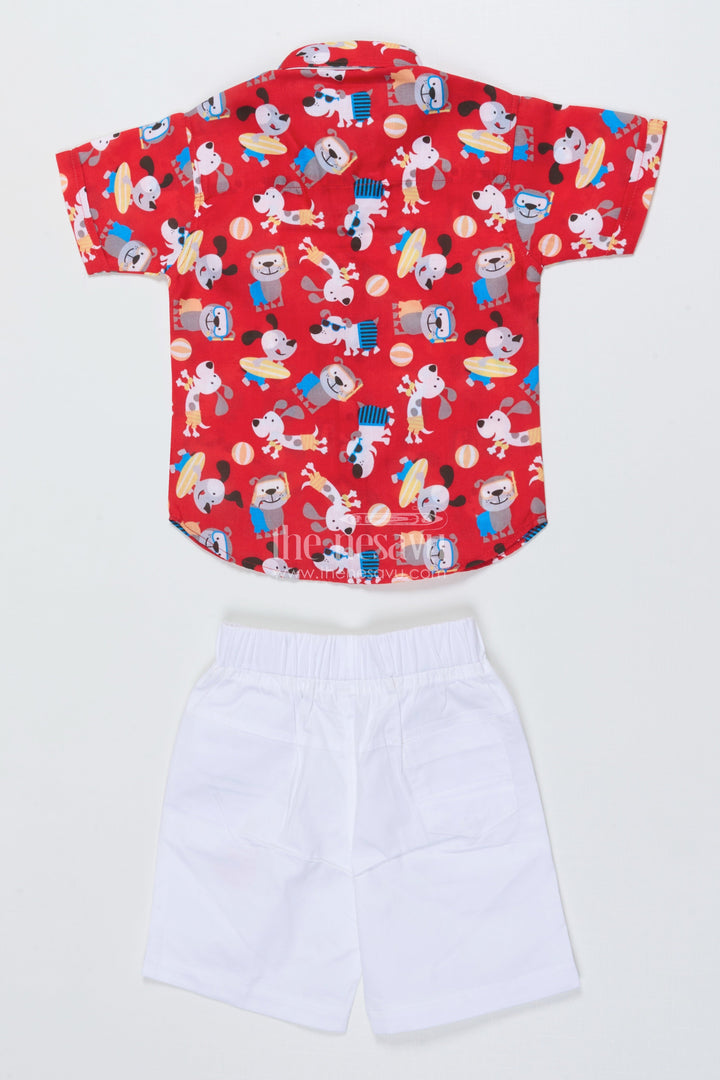 The Nesavu Boys Casual Set Toddler Boy Cotton Casual Set with Printed Shirt and Shorts for Everyday Outings Nesavu Nesavu toddler boy cotton casual wear set with printed shirt and shorts for daily comfort