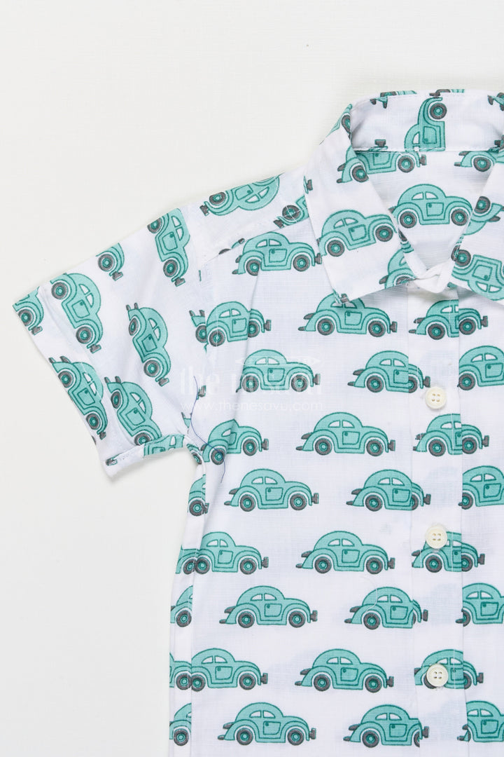 The Nesavu Boys Casual Set Toddler Boy Cotton Outfit Set for Everyday Wear and Playdates Nesavu Nesavu toddler boy cotton outfit printed shirt shorts casual everyday wear