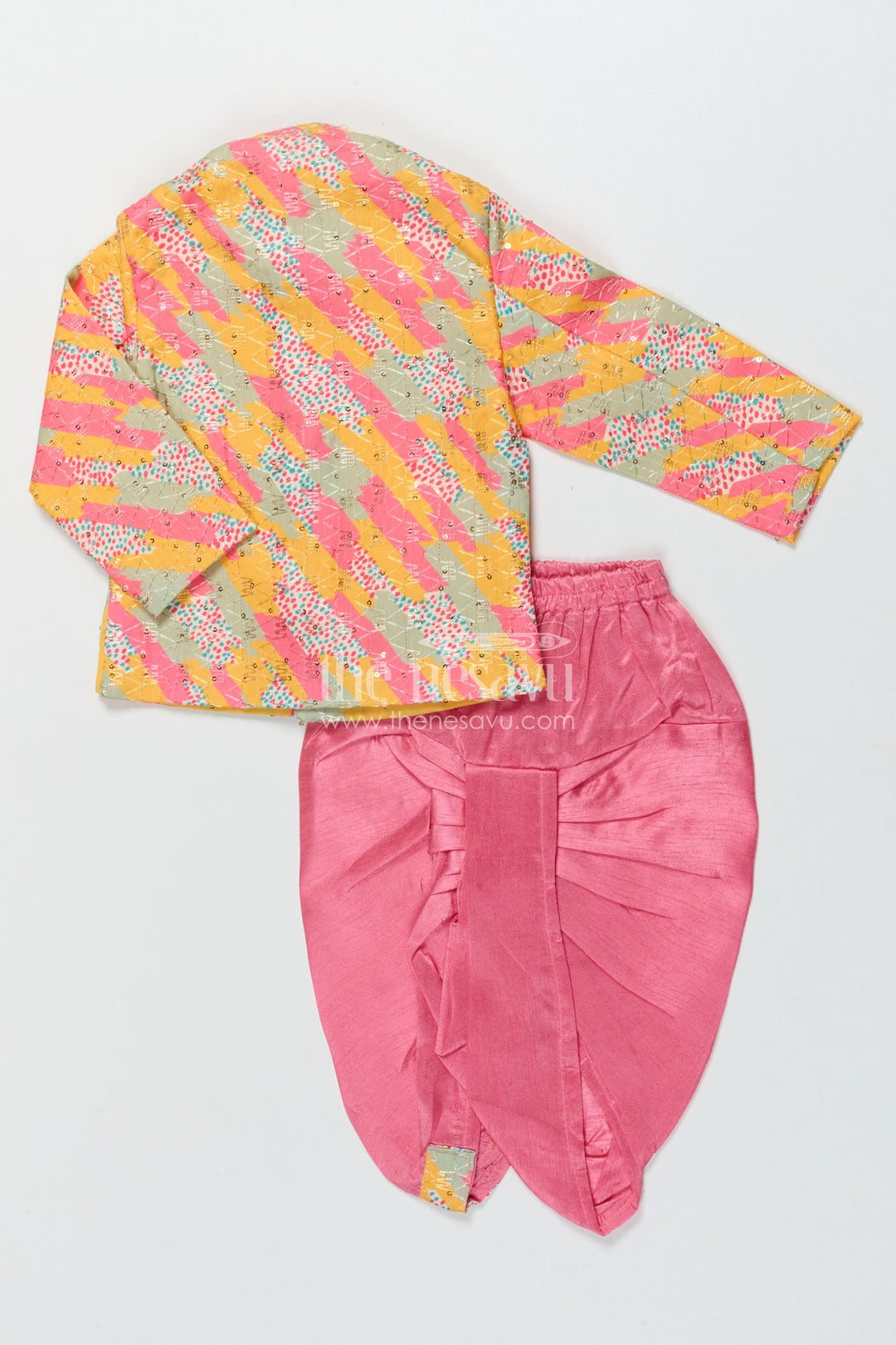 The Nesavu Boys Dothi Set Toddler Boy Dhoti Kurta Set for Traditional Family Occasions Nesavu Nesavu toddler boy dhoti kurta set for birthdays and family festive gatherings