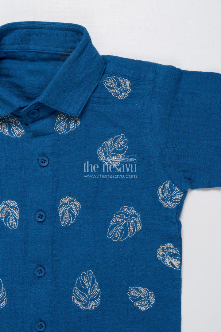 The Nesavu Boys Casual Set Toddler Boy Kurta Set with Embroidered Shirt and Cap for Festive Occasions Nesavu Nesavu toddler boys ethnic kurta set cap embroidered muslin  perfect festive occasions