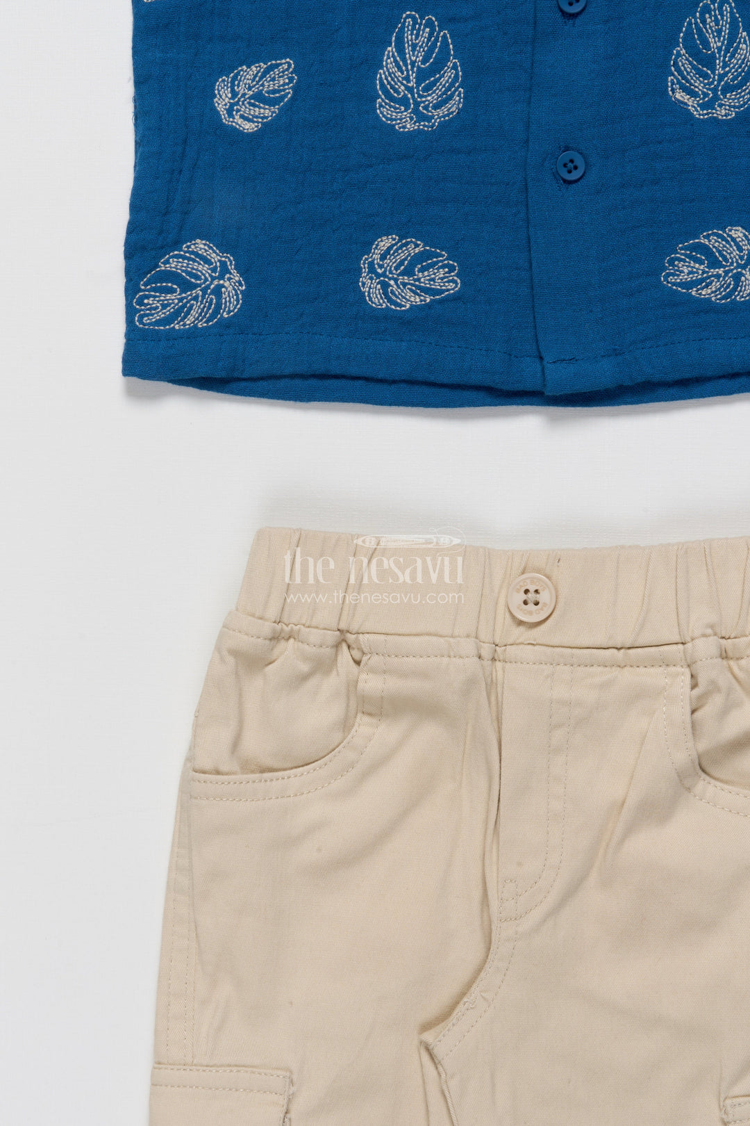 The Nesavu Boys Casual Set Toddler Boy Kurta Set with Embroidered Shirt and Cap for Festive Occasions Nesavu Nesavu toddler boys ethnic kurta set cap embroidered muslin  perfect festive occasions