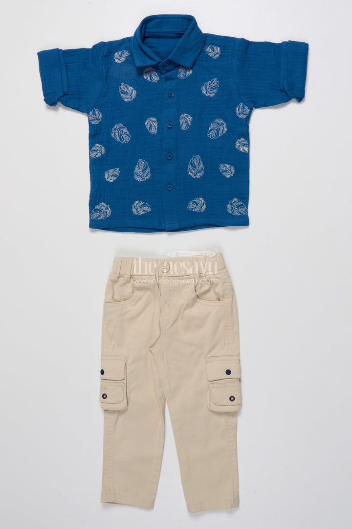 The Nesavu Boys Casual Set Toddler Boy Kurta Set with Embroidered Shirt and Cap for Festive Occasions Nesavu Nesavu toddler boys ethnic kurta set cap embroidered muslin  perfect festive occasions