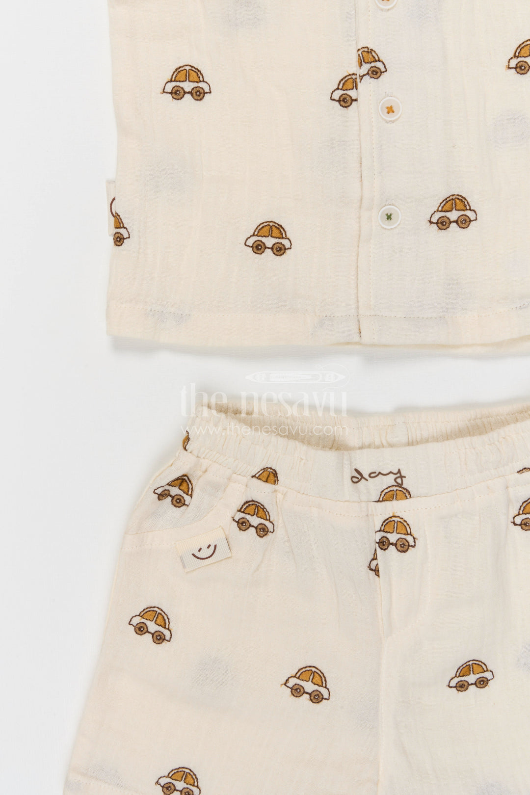 The Nesavu Boys Casual Set Toddler Boy Summer Outfit Set for Everyday Play and Outings Nesavu Nesavu toddler boy muslin cotton outfit set for summer play and casual outings with breathable digital print design
