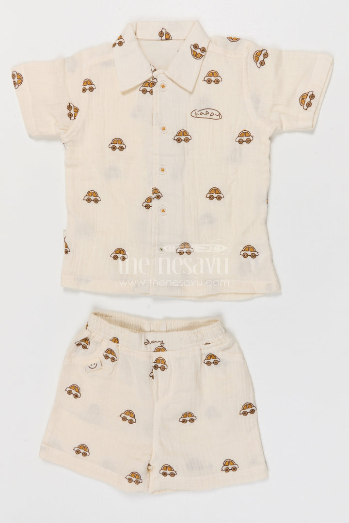 The Nesavu Boys Casual Set Toddler Boy Summer Outfit Set for Everyday Play and Outings Nesavu Nesavu toddler boy muslin cotton outfit set for summer play and casual outings with breathable digital print design