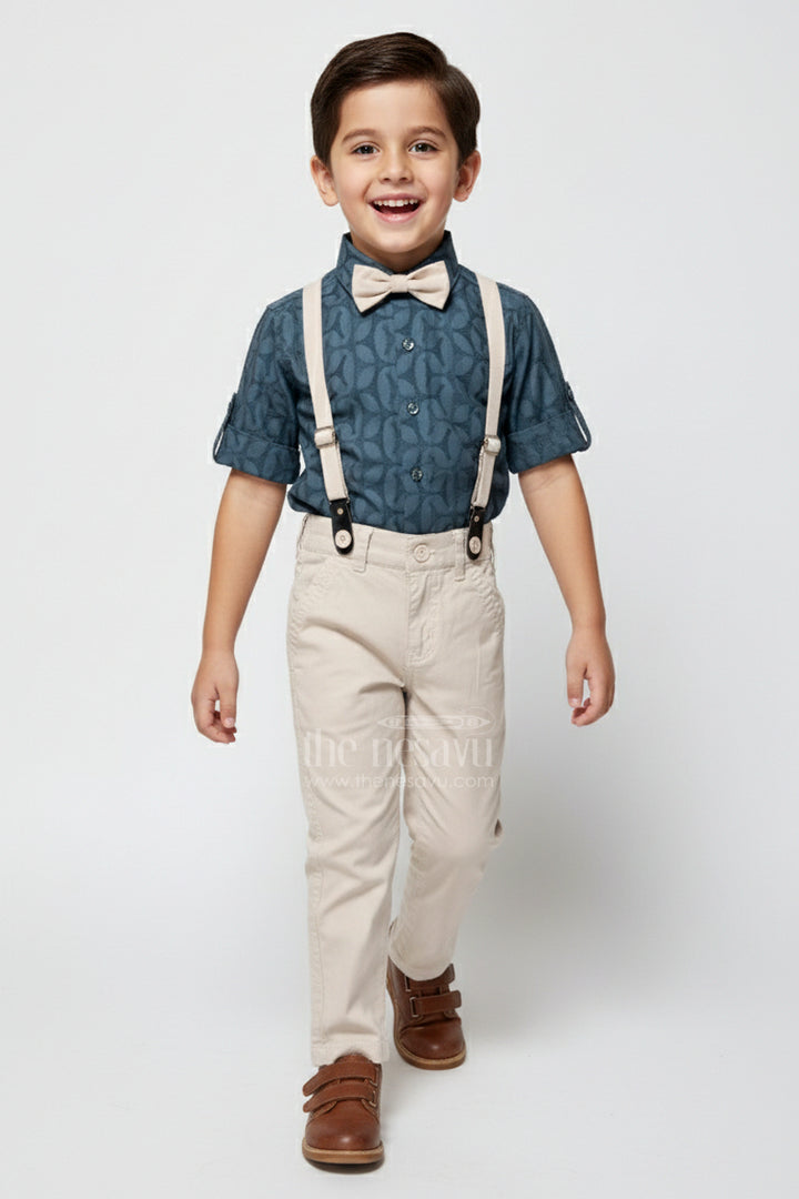 The Nesavu Boys Casual Set Toddler Boys Casual Cotton Outfit for Festive Gatherings Nesavu 16 (1Y) / Green BCS378B-16 Nesavu toddler boys casual cotton set festive gatherings everyday wear