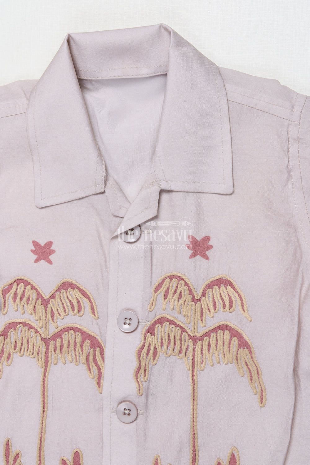 The Nesavu Boys Casual Set Toddler Boys Casual Cotton Outfit with Embroidery for Everyday Style Nesavu Nesavu toddler boys cotton blend casual outfit palm embroidery all-day comfort