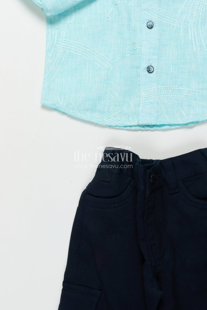 The Nesavu Boys Casual Set Toddler Boys Casual Set for Family Outings and Festive Days Nesavu Nesavu toddler boys cotton casual set embroidered shirt ethnic outings events