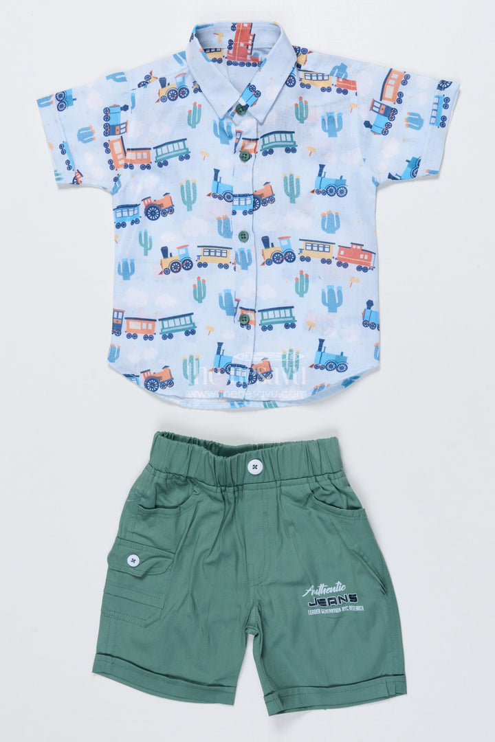 The Nesavu Boys Casual Set Toddler Boys Casual Set with Digital Print for Travel and Daycare Wear Nesavu 14 (6M) / Blue BCS499B-14 Nesavu toddler boys printed cotton casual set daycare playtime everyday fun