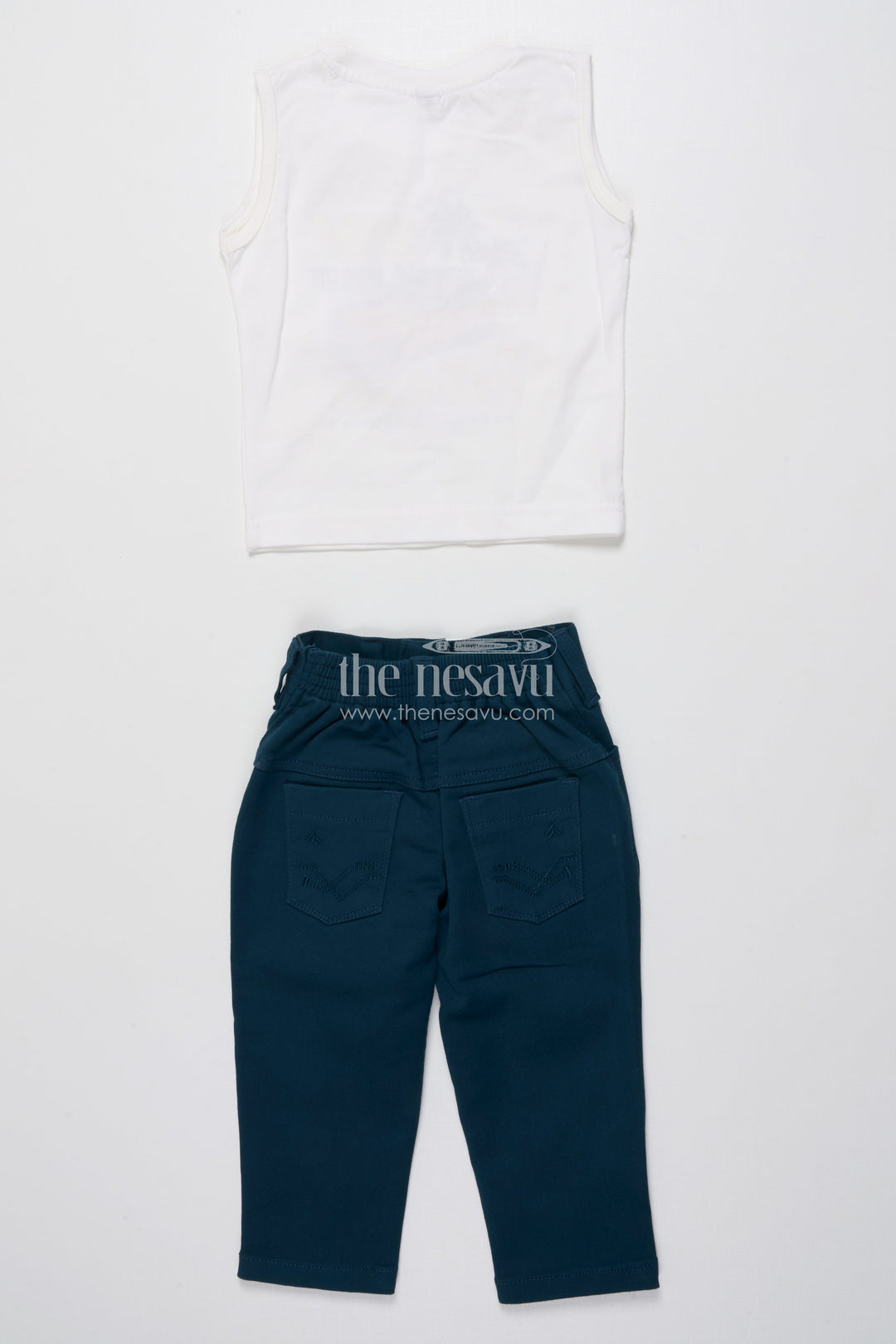 The Nesavu Boys Casual Set Toddler Boys Casual Set with Printed Shirt and T-Shirt Combo Nesavu Nesavu toddler boys casual outfit printed cotton shirt t-shirt set daily wear