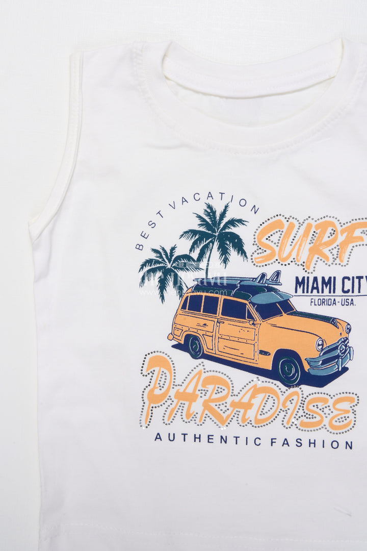 The Nesavu Boys Casual Set Toddler Boys Casual Set with Printed Shirt and T-Shirt Combo Nesavu Nesavu toddler boys casual outfit printed cotton shirt t-shirt set daily wear