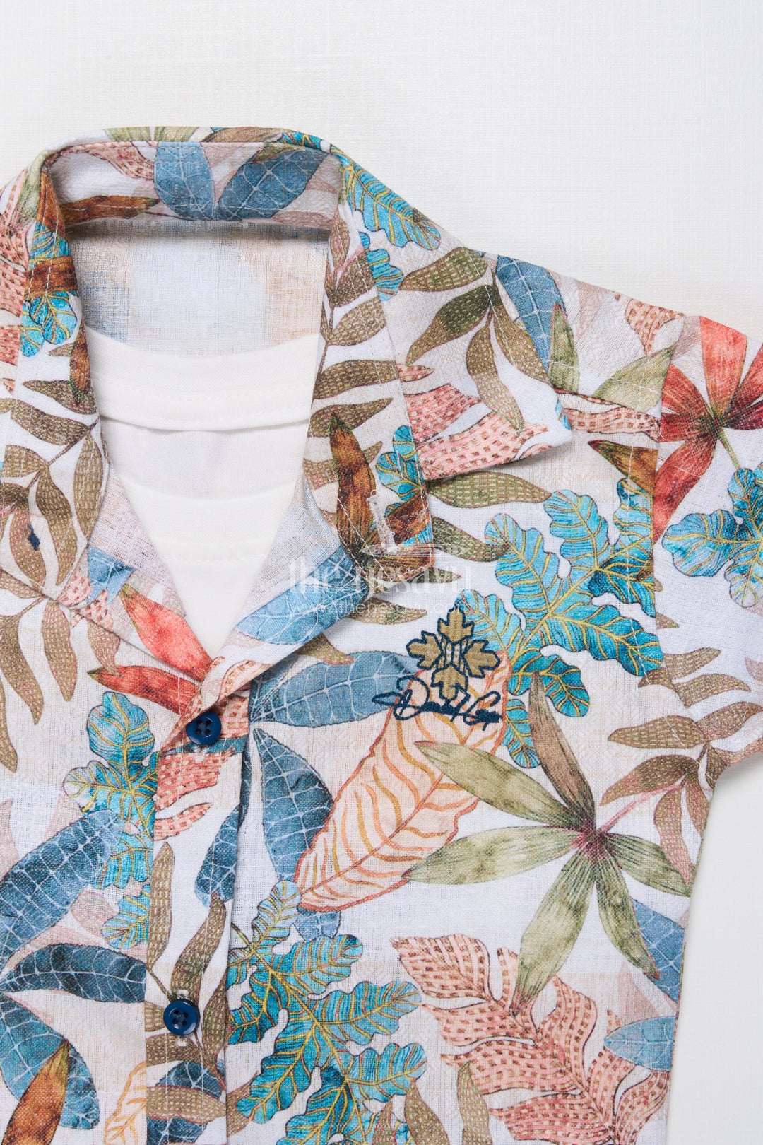 The Nesavu Boys Casual Set Toddler Boys Casual Set with Printed Shirt and T-Shirt Combo Nesavu Nesavu toddler boys casual outfit printed cotton shirt t-shirt set daily wear