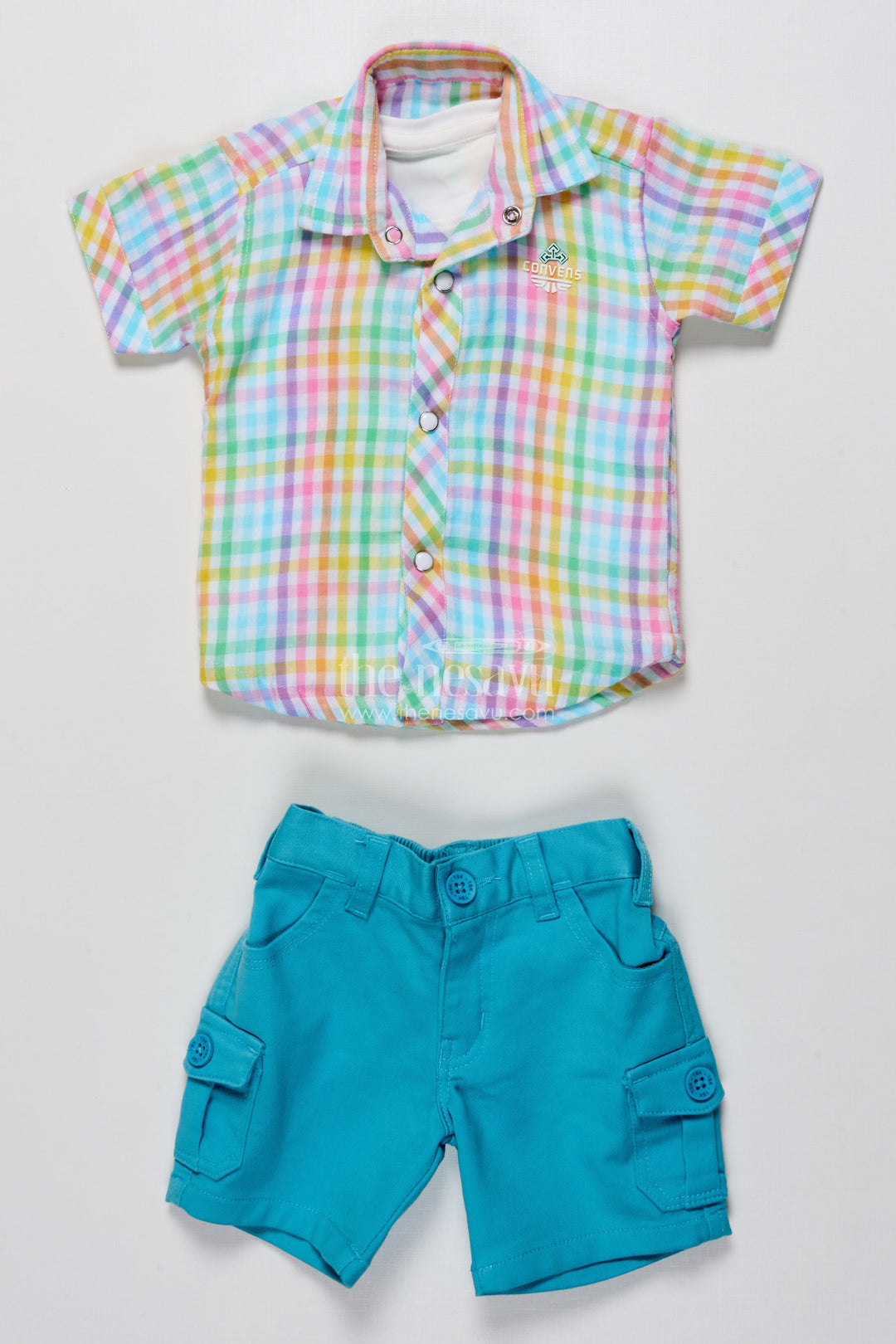 The Nesavu Boys Casual Set Toddler Boys Casual Set with Striped Shirt and T-Shirt Combo Nesavu Nesavu toddler boys casual outfit striped cotton shirt graphic tee summer days