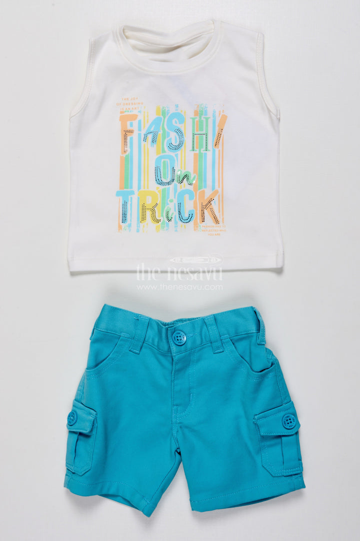 The Nesavu Boys Casual Set Toddler Boys Casual Set with Striped Shirt and T-Shirt Combo Nesavu Nesavu toddler boys casual outfit striped cotton shirt graphic tee summer days