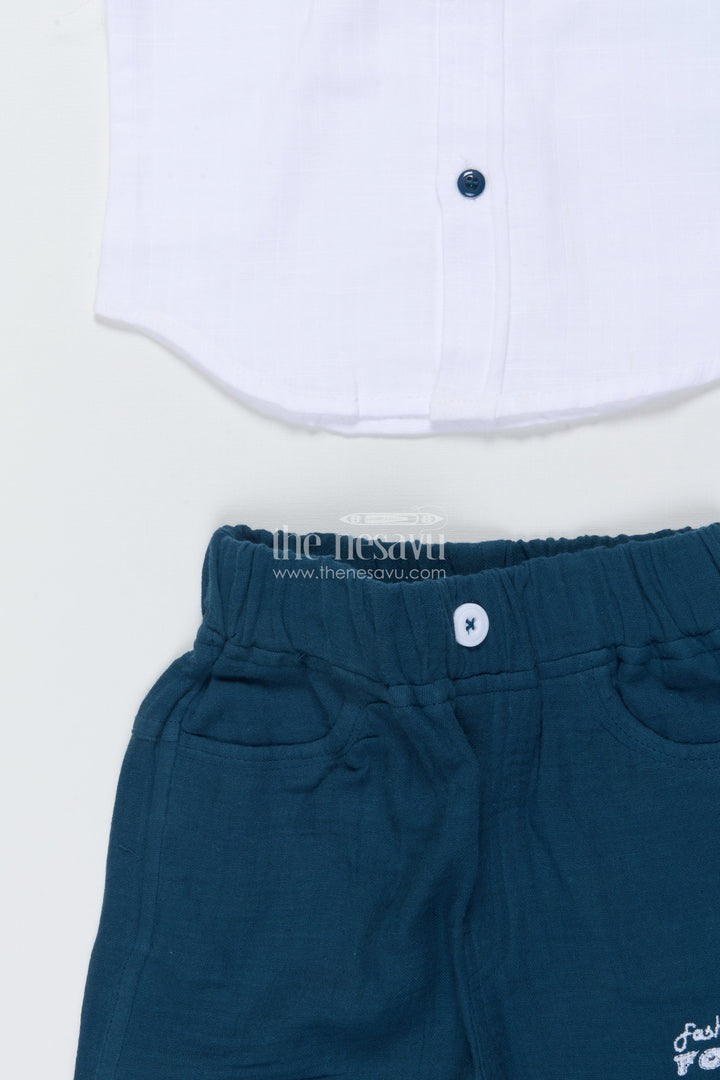 The Nesavu Boys Casual Set Toddler Boys Casual Shirt and Shorts Set for Everyday Comfort Nesavu Nesavu toddler boys cotton casual set daycare playtime everyday wear