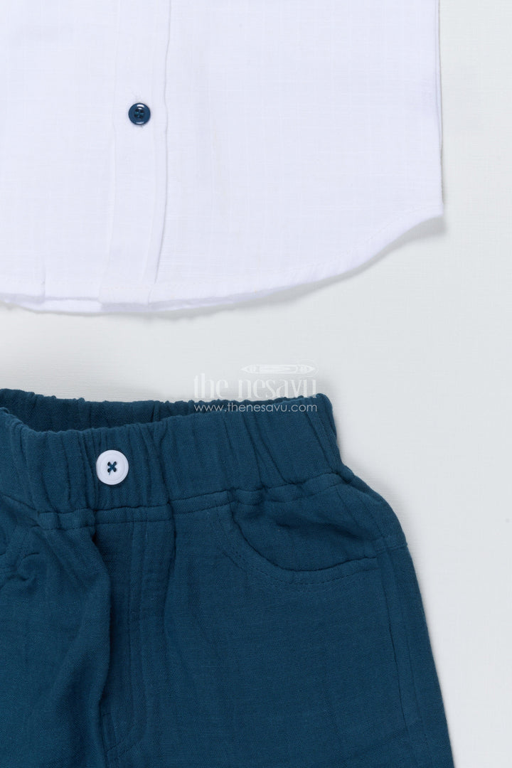 The Nesavu Boys Casual Set Toddler Boys Casual Shirt and Shorts Set for Everyday Comfort Nesavu Nesavu toddler boys cotton casual set daycare playtime everyday wear