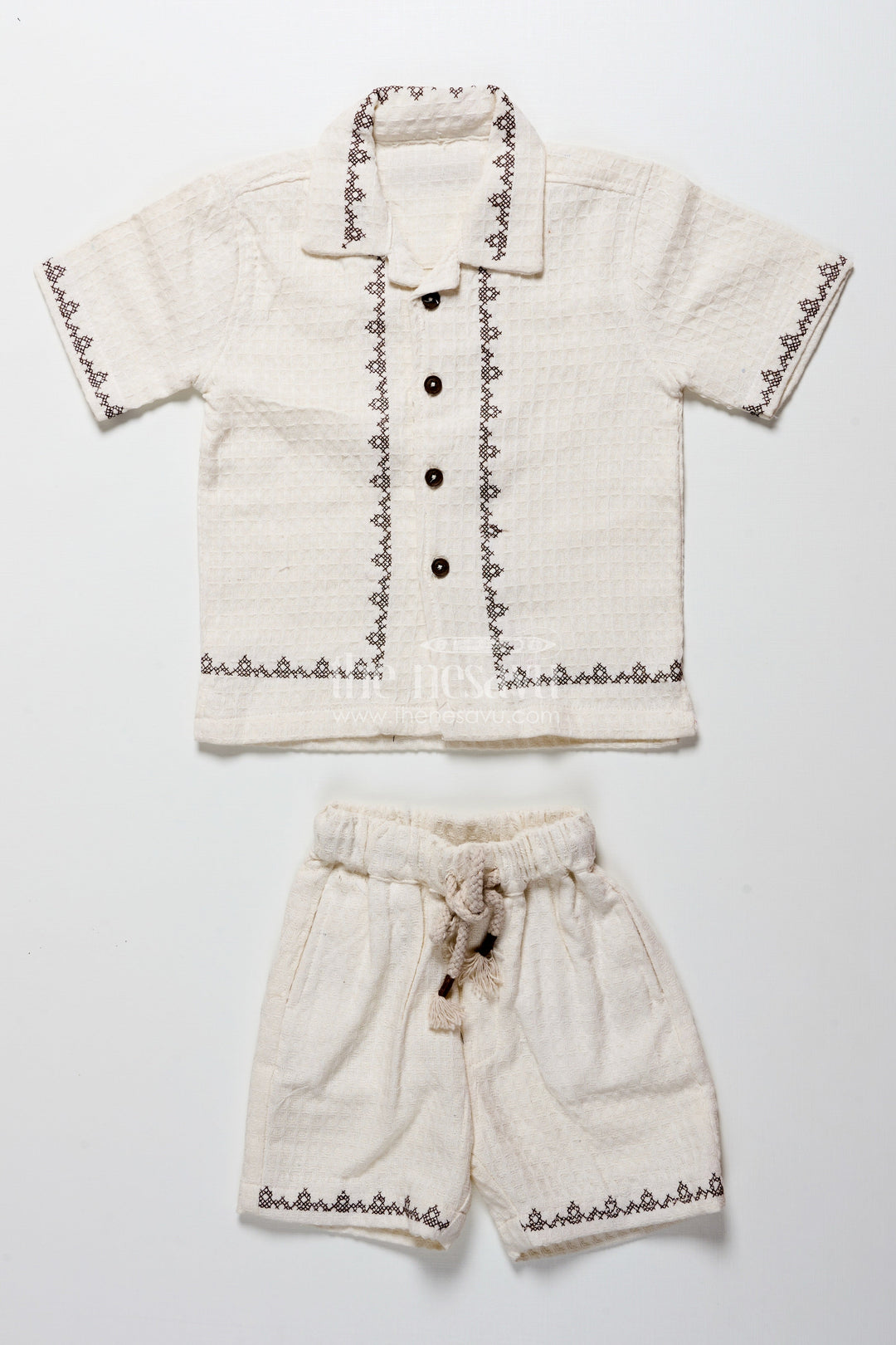 The Nesavu Boys Casual Set Toddler Boys Cotton Embroidered Set for Traditional Occasions Nesavu Nesavu toddler boys embroidered cotton set festive functions traditional events