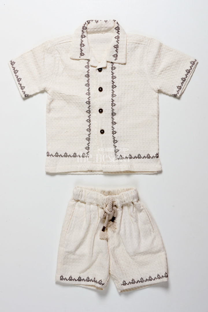 The Nesavu Boys Casual Set Toddler Boys Cotton Embroidered Set for Traditional Occasions Nesavu Nesavu toddler boys embroidered cotton set festive functions traditional events