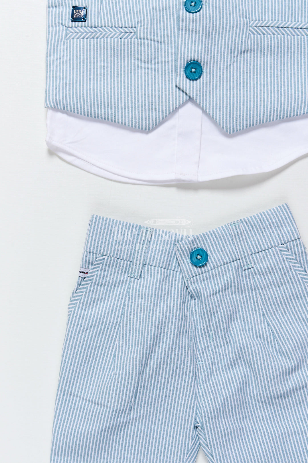 The Nesavu Boys Casual Set Toddler Boys Cotton Jacket Set with Blue Stripes for Casual Dressing Nesavu Nesavu toddler boys cotton casual set blue striped jacket playdates smart wear