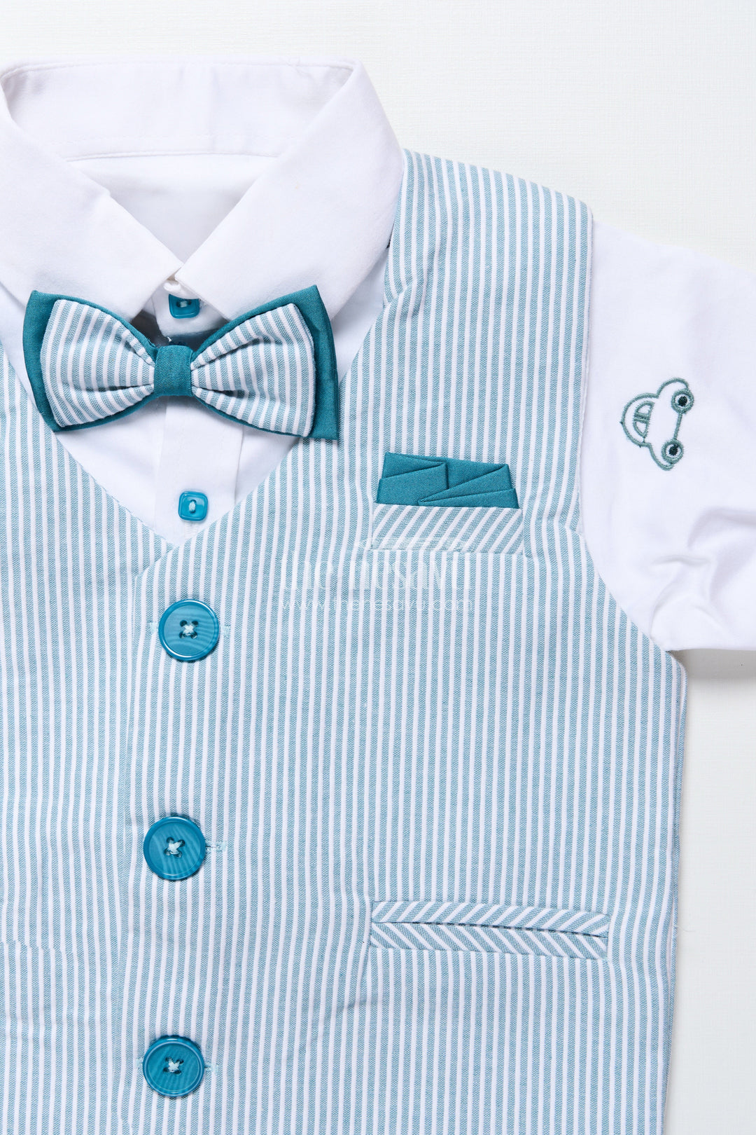 The Nesavu Boys Casual Set Toddler Boys Cotton Jacket Set with Blue Stripes for Casual Dressing Nesavu Nesavu toddler boys cotton casual set blue striped jacket playdates smart wear