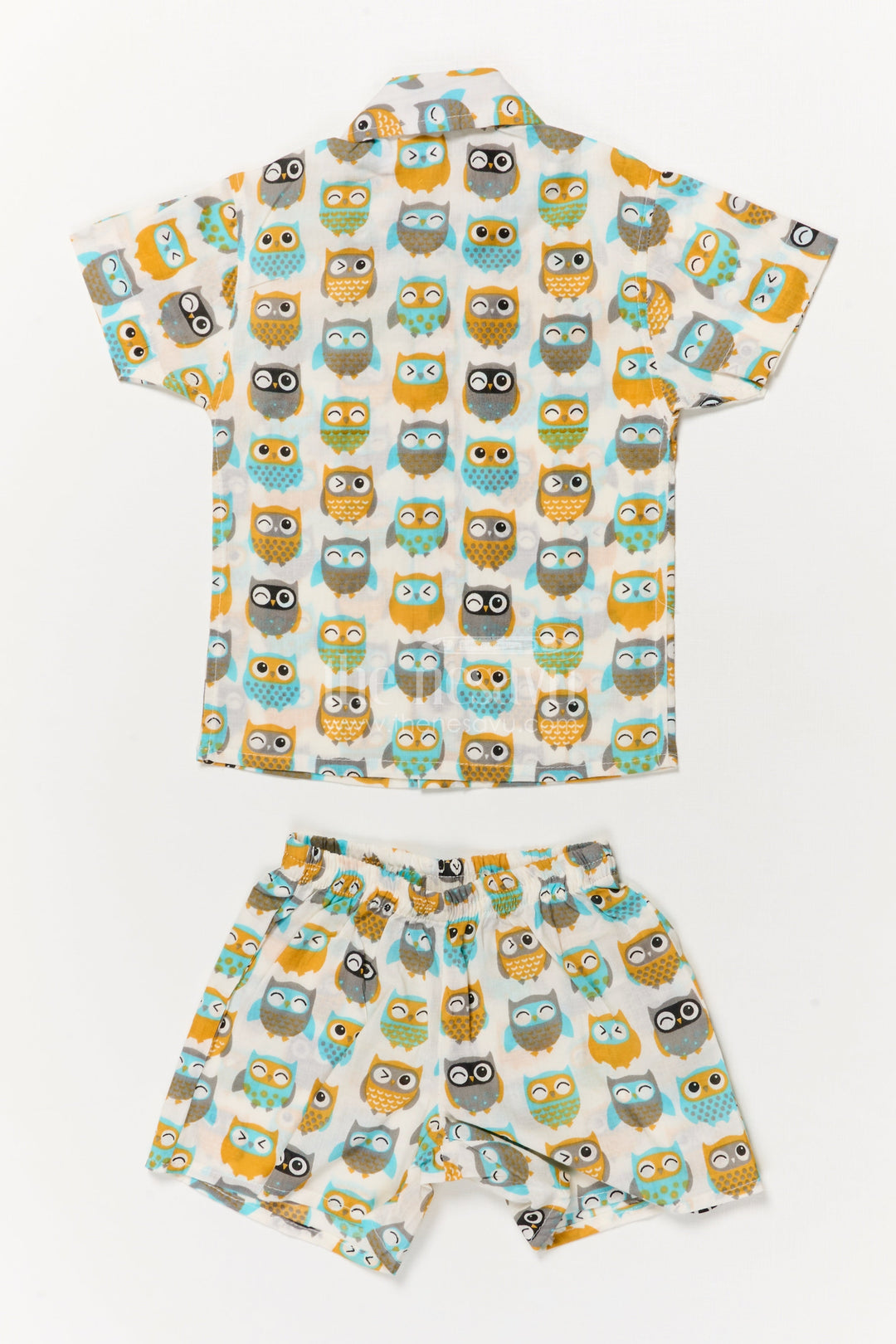 The Nesavu Boys Casual Set Toddler Boys Cotton Set with Owl Print for Everyday Wear Nesavu Nesavu cotton casual outfit for toddler boys with fun owl print – soft and playful daily wear