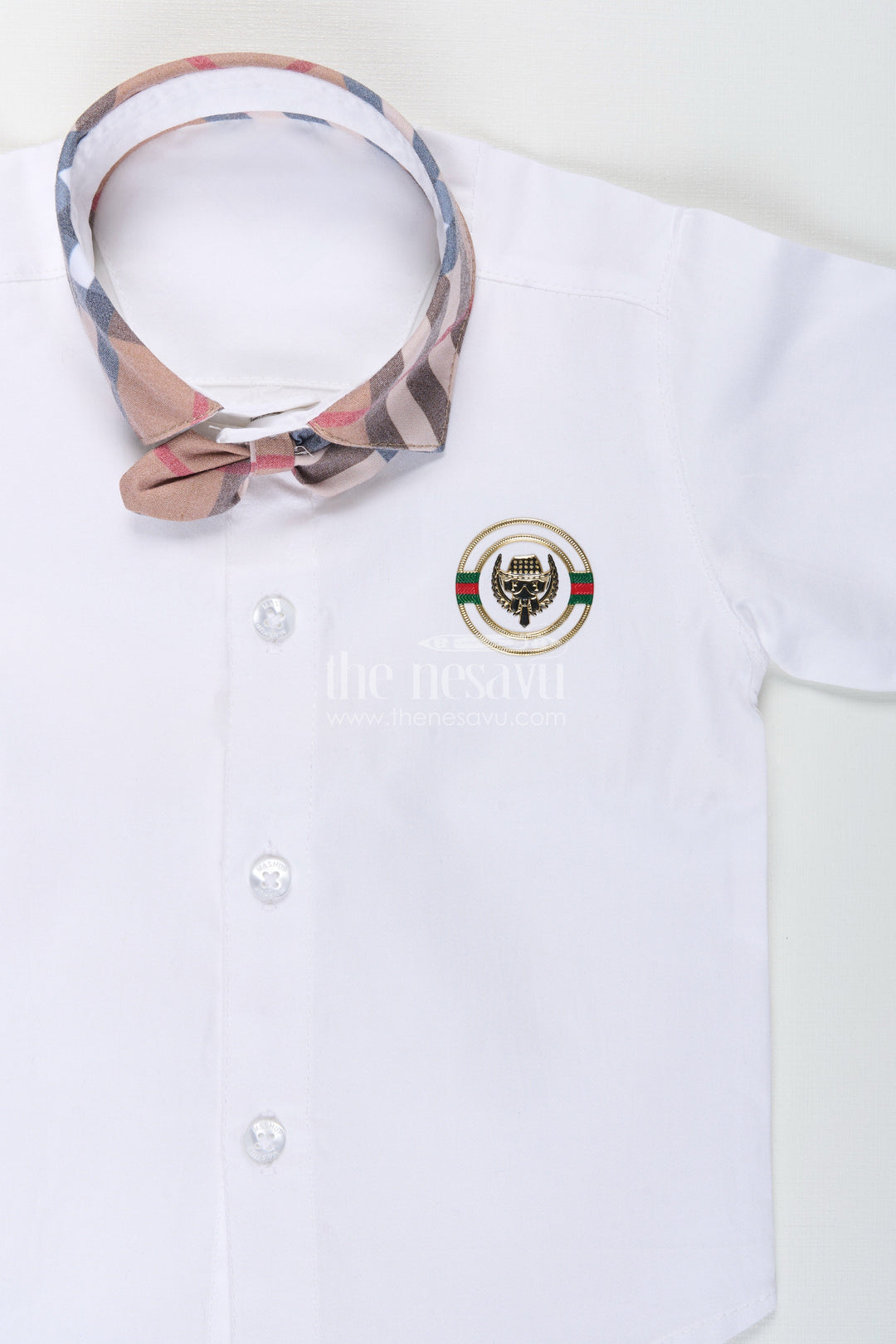 The Nesavu Boys Casual Set Toddler Boys Cotton Shirt and Checked Pants Set Nesavu Nesavu toddler boys cotton shirt with classic checked pants set for casual and festive wear