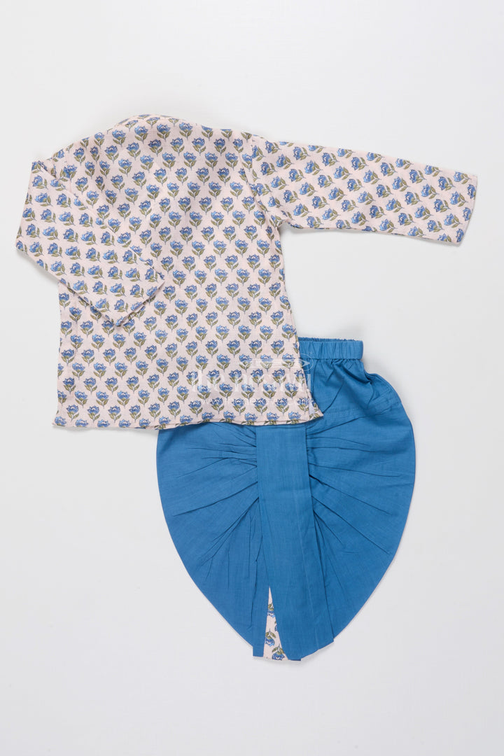 The Nesavu Boys Dothi Set Toddler Boys Dhoti Set with Jaipur Block Print for Ethnic Occasions Nesavu Nesavu toddler boys dhoti set Jaipur block printed kurta festive functions