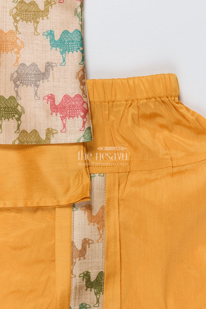 The Nesavu Boys Dothi Set Toddler Boys Dhoti Set with Printed Festive Jacket Nesavu Nesavu toddler boys dhoti set digital print festive jacket traditional occasions