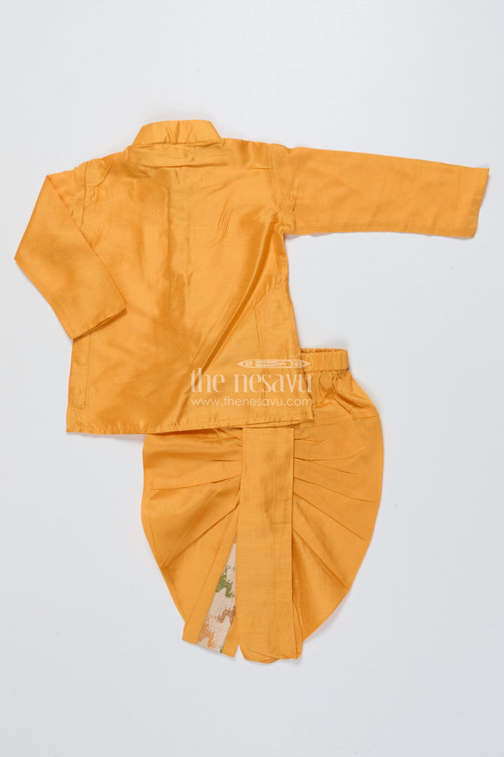 The Nesavu Boys Dothi Set Toddler Boys Dhoti Set with Printed Festive Jacket Nesavu Nesavu toddler boys dhoti set digital print festive jacket traditional occasions