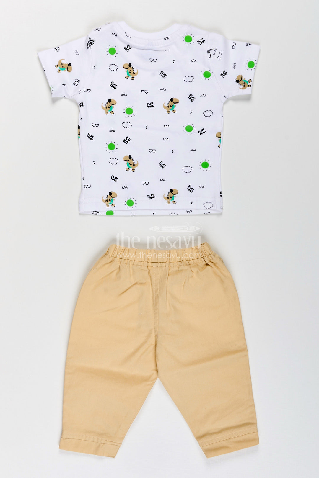 The Nesavu Boys Casual Set Toddler Boys Dinosaur Hoodie Cotton Three-Piece Set Nesavu Nesavu toddler boys cotton dinosaur hoodie, printed T-shirt, and pants three-piece set