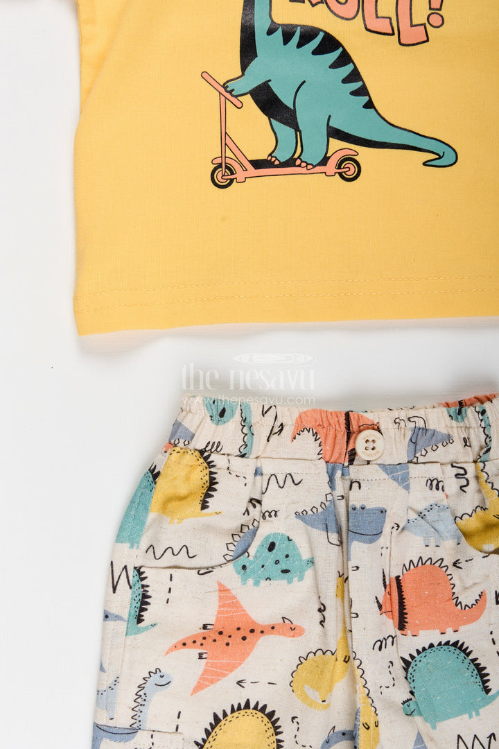 The Nesavu Boys Casual Set Toddler Boys Dinosaur Print Cotton Hoodie and T-Shirt Set Nesavu Nesavu toddler boys cotton hoodie set with dinosaur print and matching pants