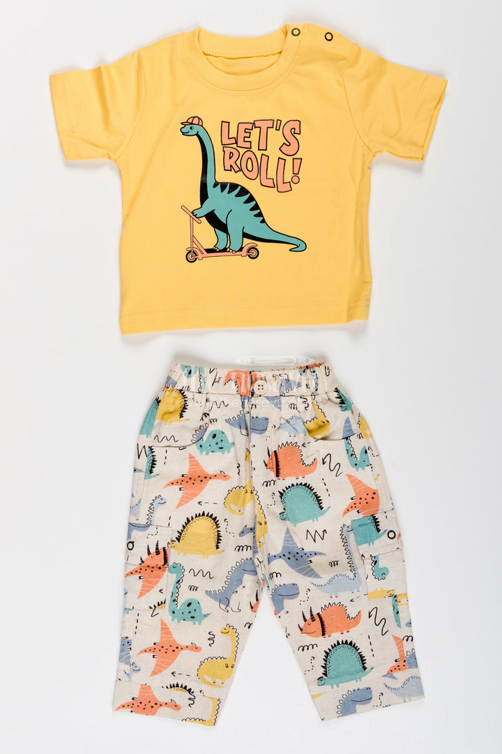 The Nesavu Boys Casual Set Toddler Boys Dinosaur Print Cotton Hoodie and T-Shirt Set Nesavu Nesavu toddler boys cotton hoodie set with dinosaur print and matching pants