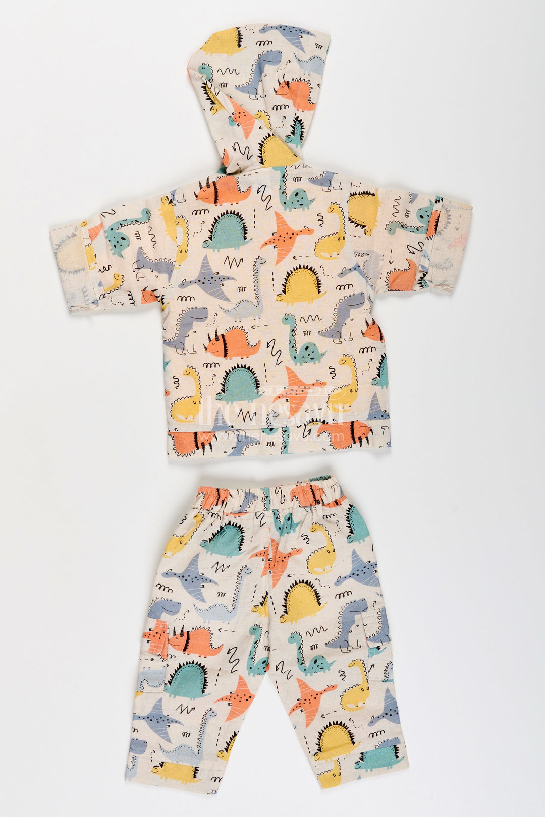 The Nesavu Boys Casual Set Toddler Boys Dinosaur Print Cotton Hoodie and T-Shirt Set Nesavu Nesavu toddler boys cotton hoodie set with dinosaur print and matching pants