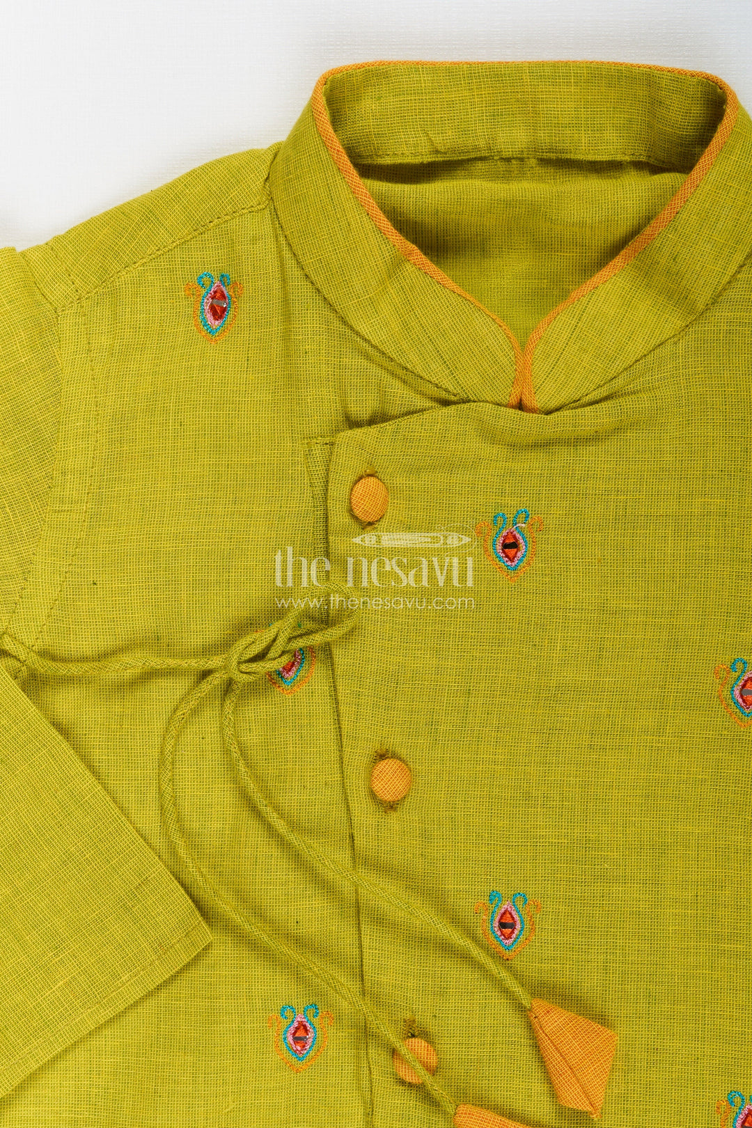 The Nesavu Boys Dothi Set Toddler boys embroidered dhoti set for festive and cultural functions Nesavu Nesavu toddler boys embroidered cotton dhoti set festive family occasions cultural dressing